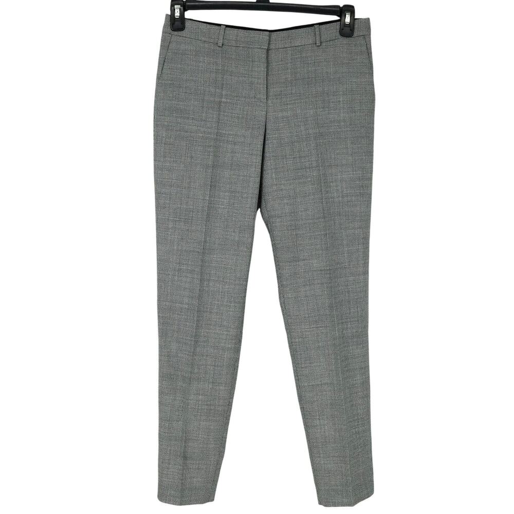 Hugo Boss Pants Womens 4 Black White Plaid Stretch Virgin Wool Blend Tiluna